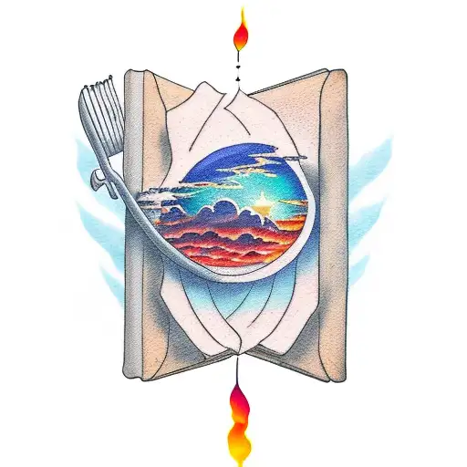 A Realistic Portrayal Of A Book With A Colorful Sunset And A Moon On The Cover