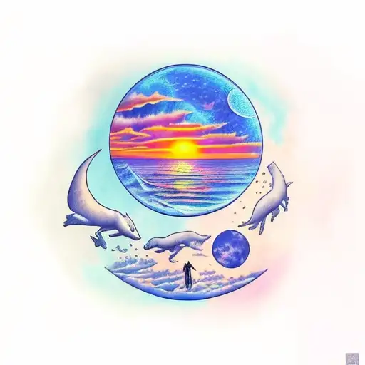 A Realistic Portrayal Of A Book With A Colorful Sunset And A Moon On The Cover