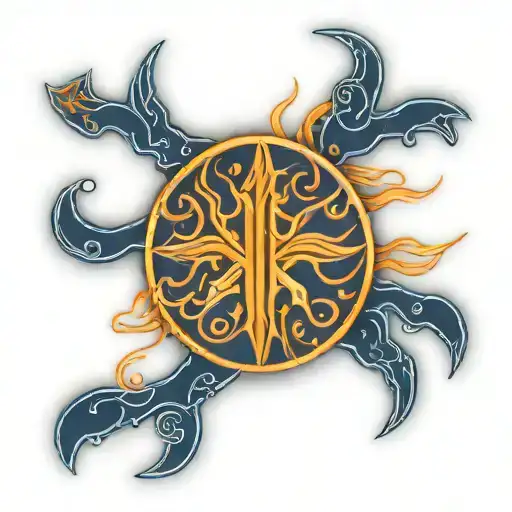 Zia Sun Symbol Neon Sign Orange Neon And Dark Blue Background