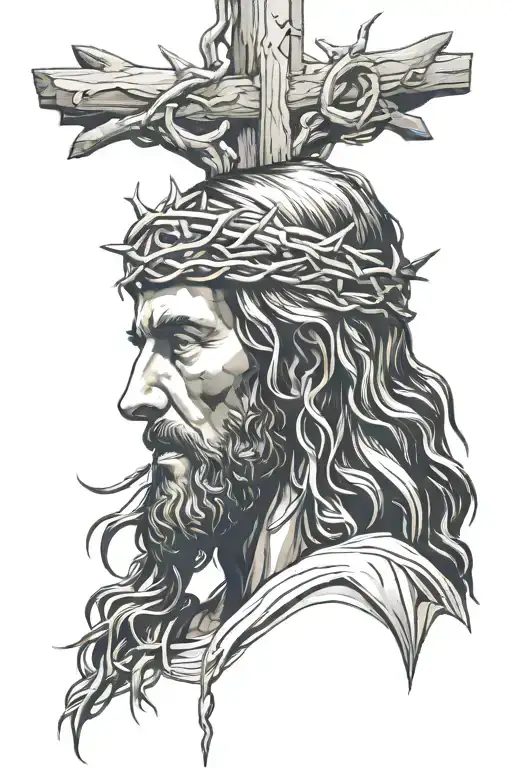 Face Of Jesus In Profile And With A Braided Crown Of Thorns