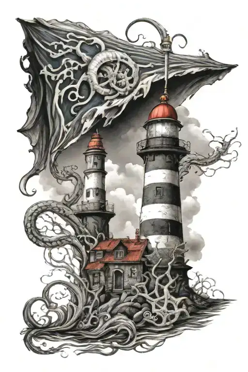 Light House With Kraken Tentacle Wrapped