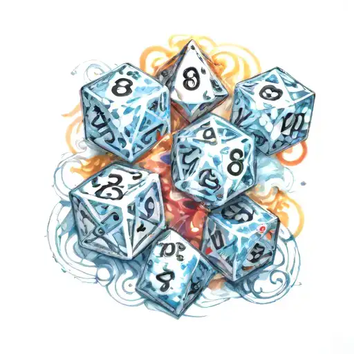 Poly Hedral Dice With Small Universes Inside Surrounded By Swirling Light And Colour