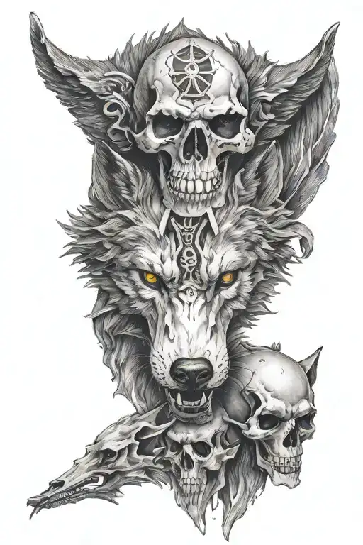 Wolf Head Ans Skull