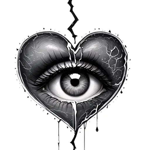 Broken Heart With Crying Eye Inside