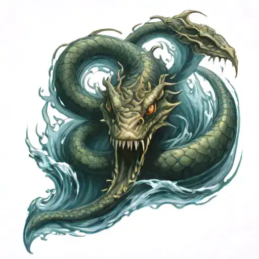 Scary Water Serpent In Water