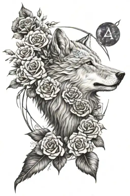 Libra Zodiac Wolf Blended By Roses Forest Landscape