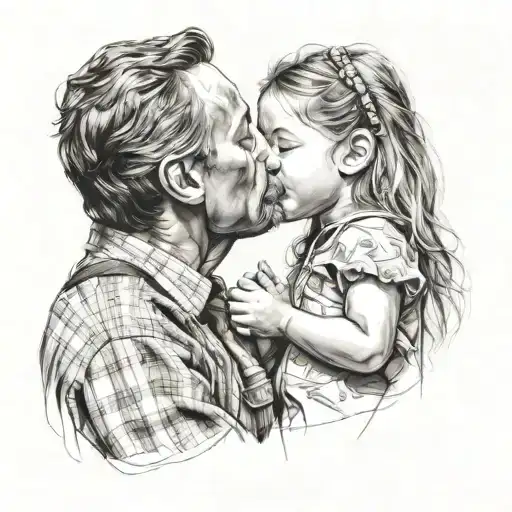 A Man Kissing A Little Girl