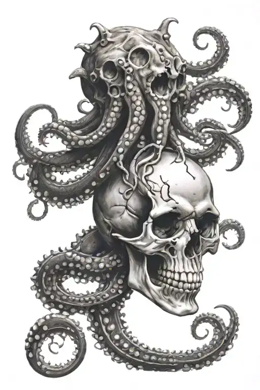 Skull With Octopus Tentacles