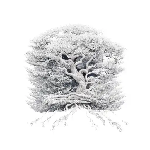 A Realistic Depiction Of A Majestic Tree Bending Gracefully In The Wind