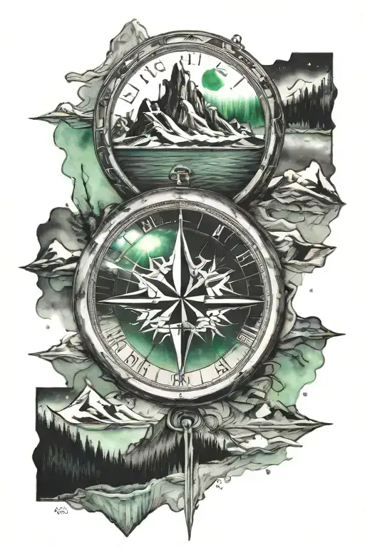 Travel Mountains Northern Lights Compass