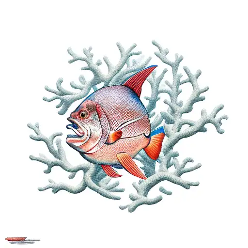 Coral Reef With Salt Water Fish All Over For Arm