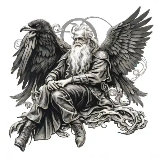 Odin With Raven Sitting