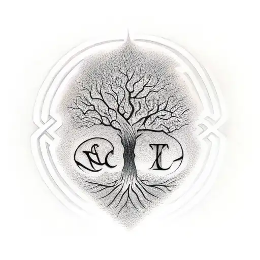 Tree With Family Initials