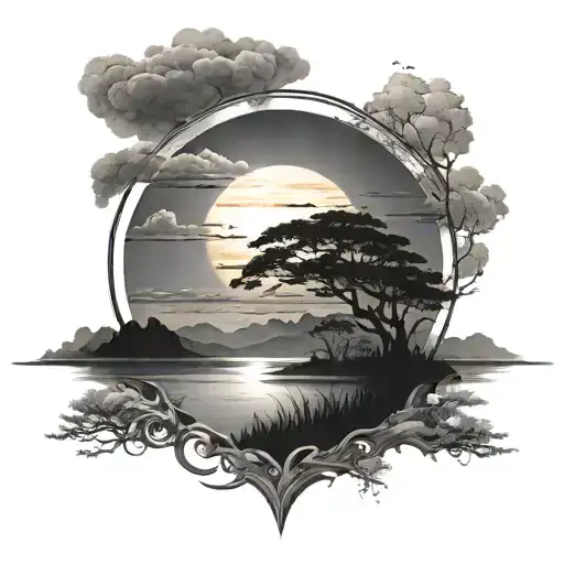 A Rising Sun Over A Peacful Horizon With A Space Inside For Me To Put A Quote