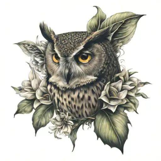 Owl Surrounded By Cala Lily