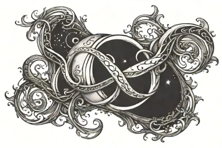 Infinity Symbol With A Crescent Moon Inside Representing
