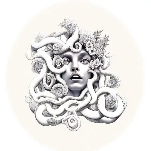 Medusa With Flowers Back
