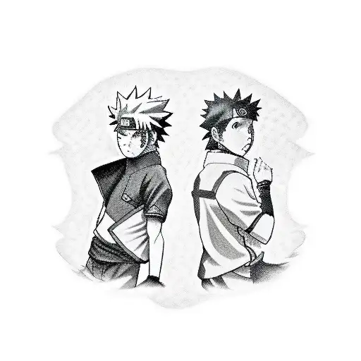 A Realistic Portrait Of Naruto And Sasuke Showcasing Their Rivalry