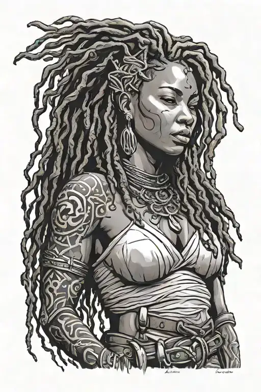 Locs Curvy Black Women Warrior Posing