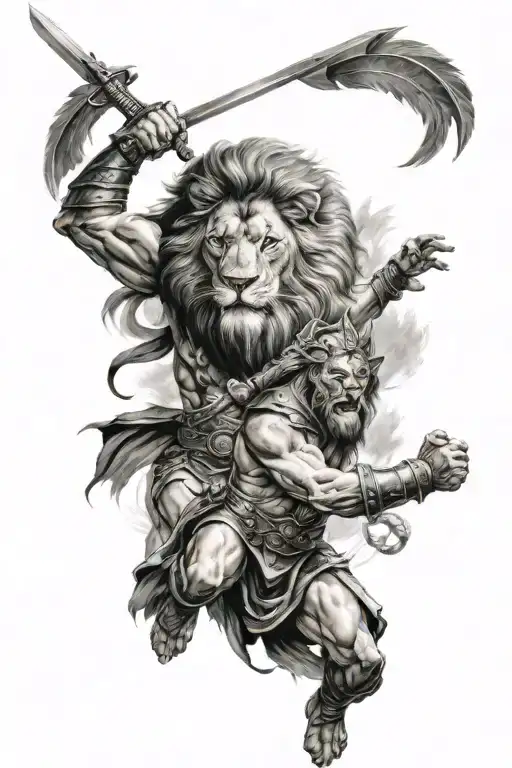 Lion And Gladiator