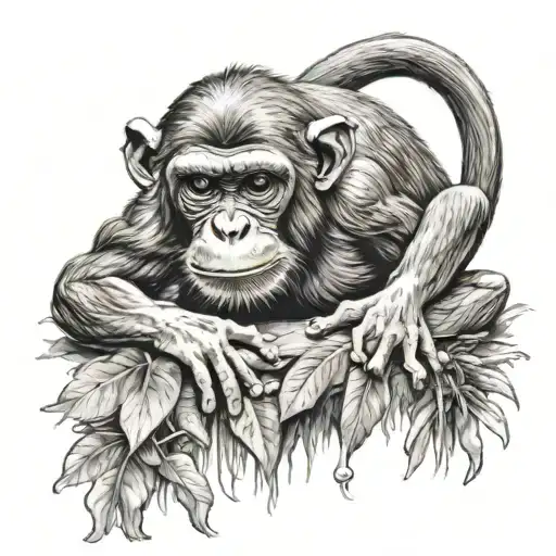 Monkey Sat Down And A Frog Back Flipping Over The Monkey