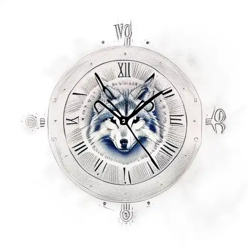 Time Travel Clock With Wolf