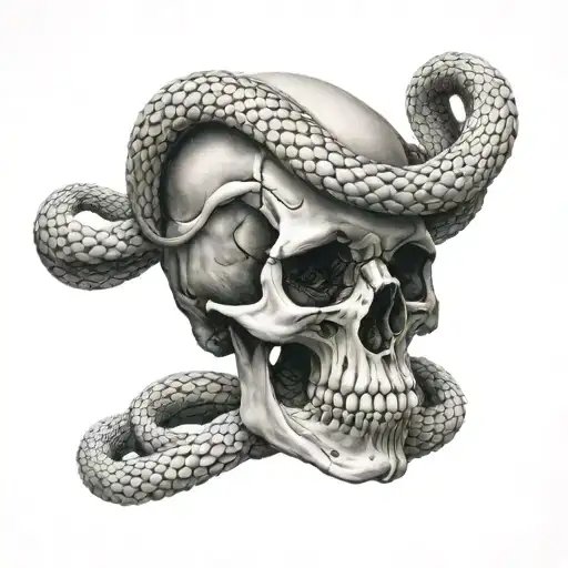 Skull With Snake Intertwined