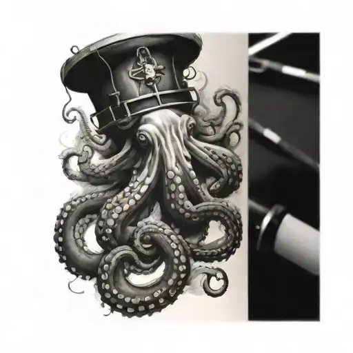 Octopus Crush Submarine Sketch Realistic