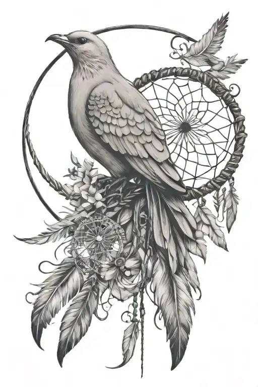 Dream Catcher With A Dove Perched