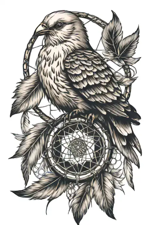 Dream Catcher With A Dove Perched Atop