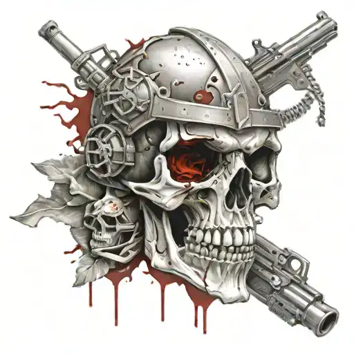 Warrior Skull Blood And Gun