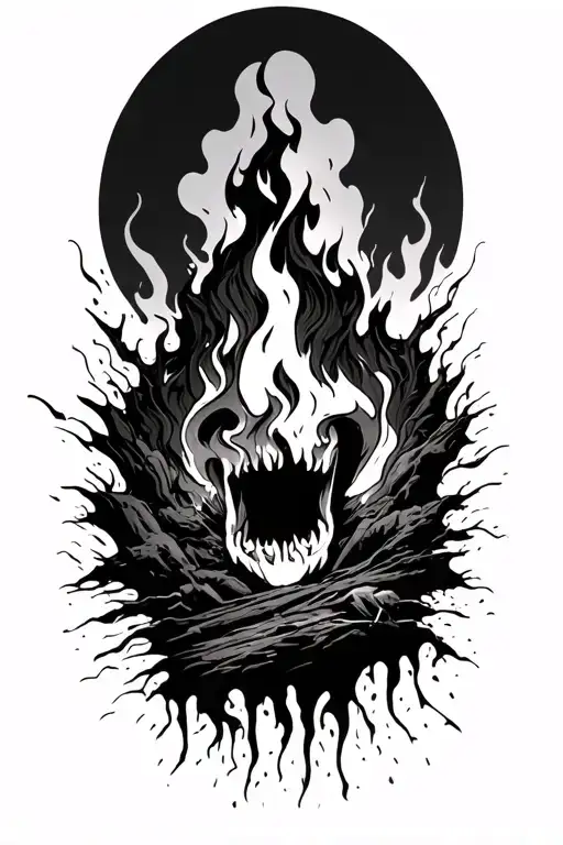 Devastated Fire Landscape Black And White