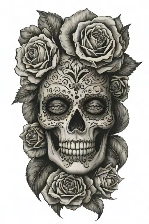 Women Mexican Skull And Roses