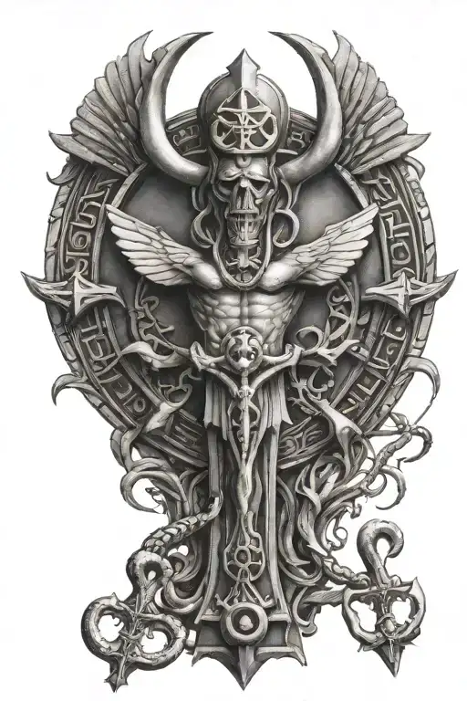 Annubis God And Ankh Cross