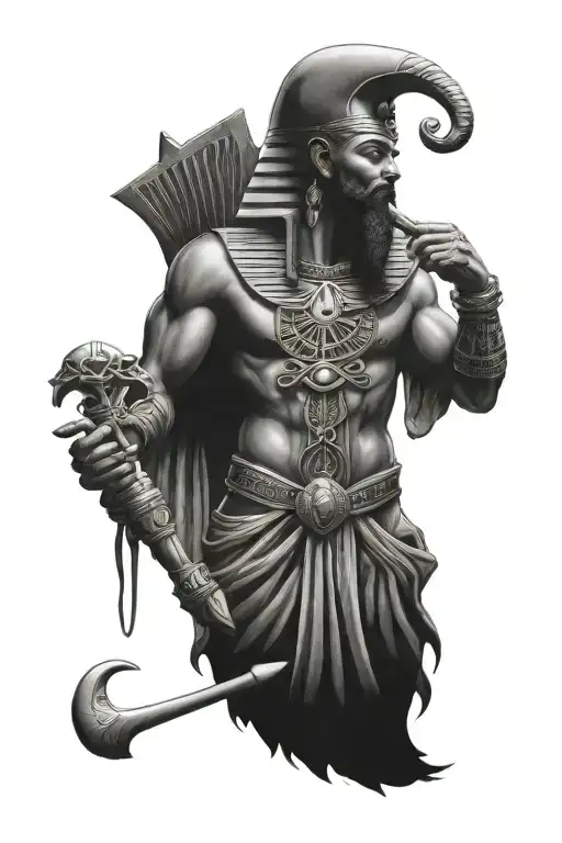 Annubis Egypthian God Holding Ankh Symbol