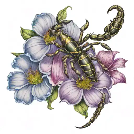 Scorpion And Cosmos Flower