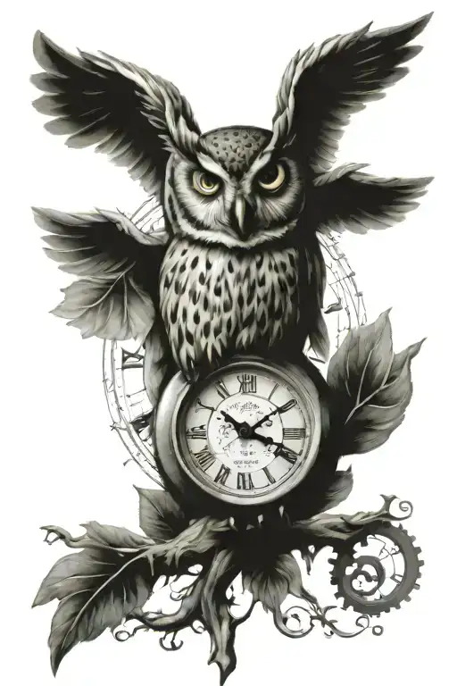 Owl And Time Clock