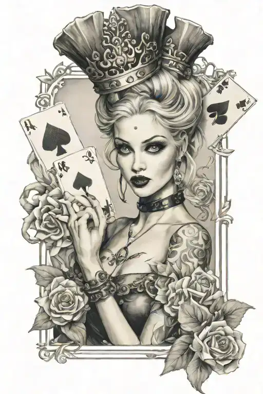 Woman Like Harley Queen With Card On The Hand