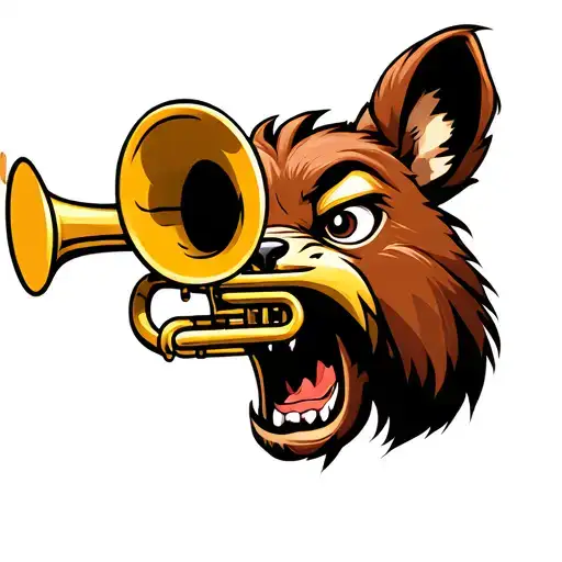Cartoon Animals Making Trumpet