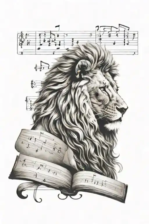 Lion With Sheet Music For A Mane Being The Hairs