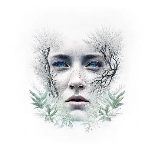 Face In River Nature Scene With Trees