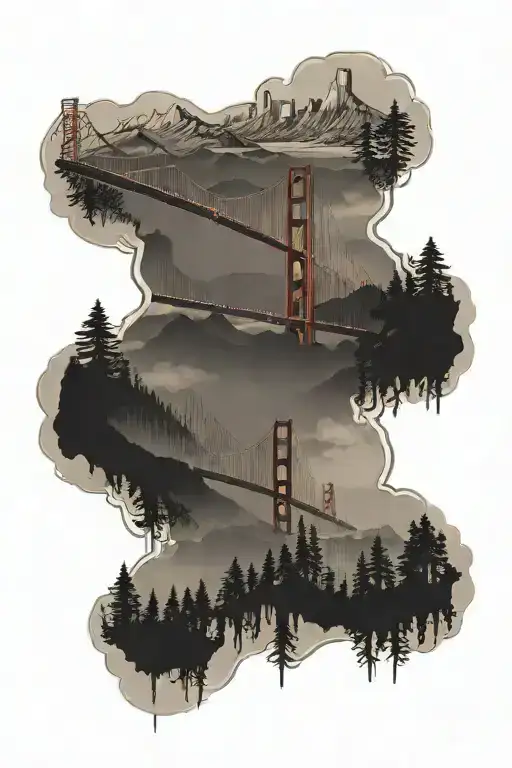 Treeline Wrist With Mountains In The Background And The Golden Gate Bridge Behind Them