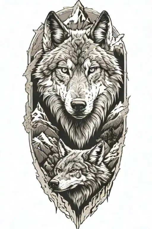 Wolf And Mountains