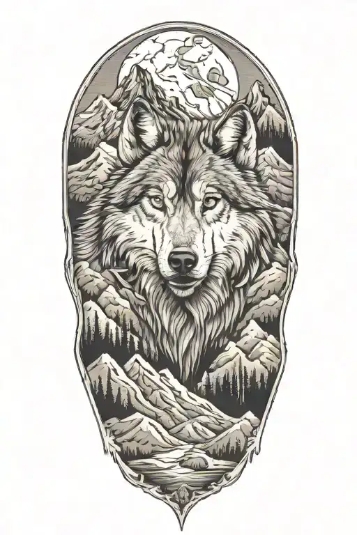 Wolf And Mountains