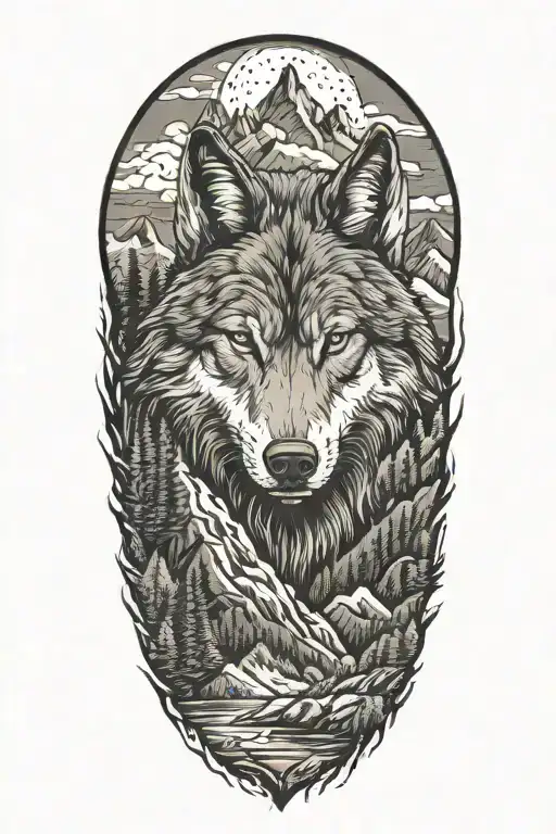 Wolf And Mountains