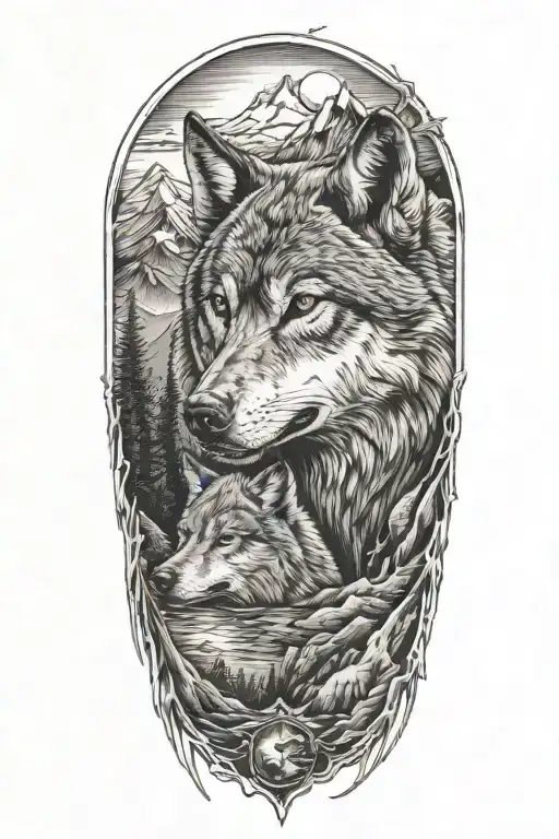 Wolf And Mountains Inside