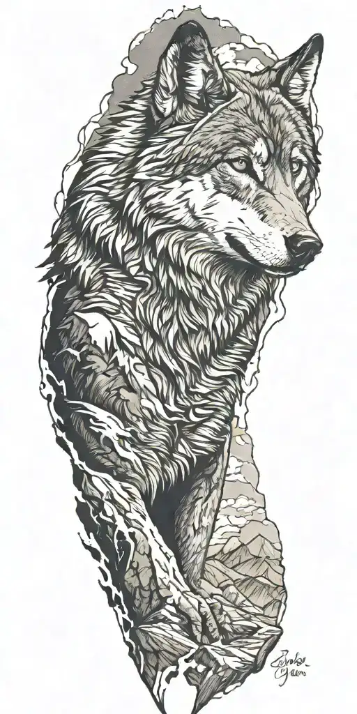 Wolf And Mountains Inside