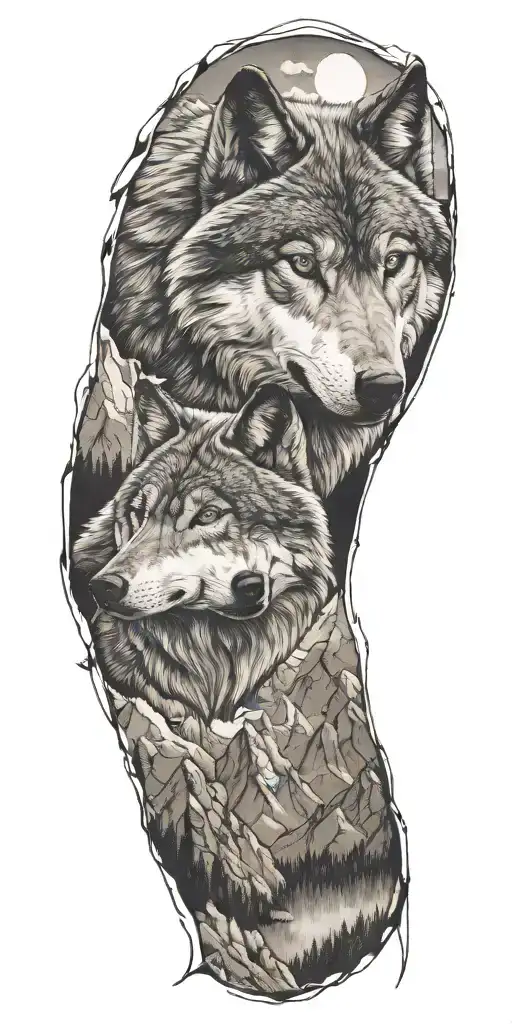 Wolf And Mountains Inside