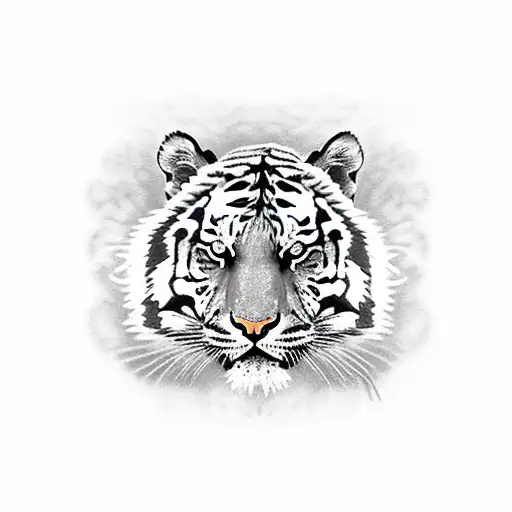 Tiger In Forest With Rope And Flowers