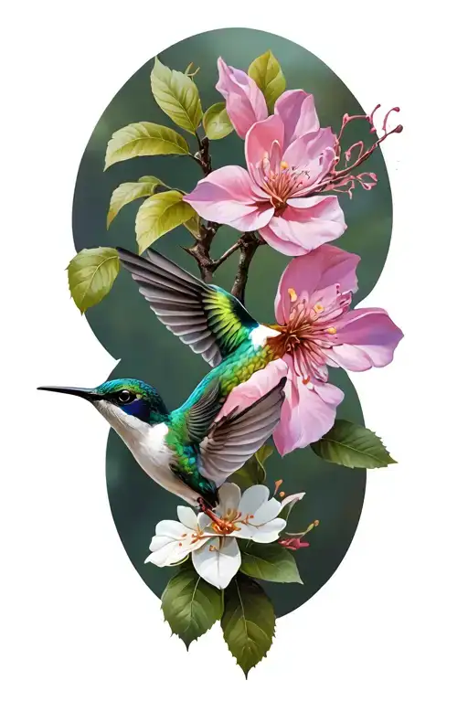 Hummingbird And Dogwood Flowers